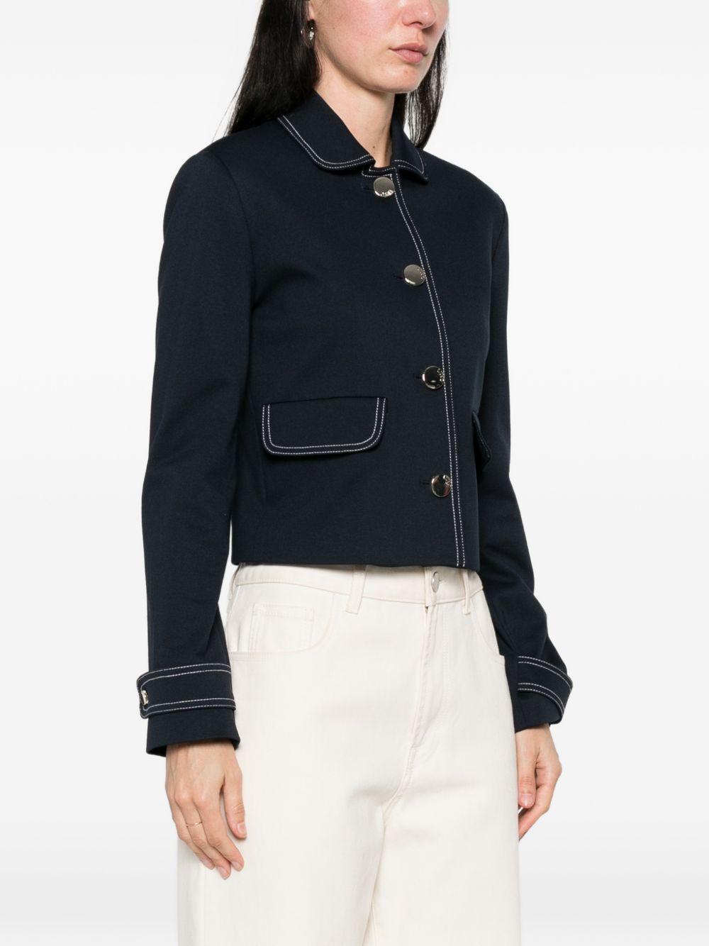 LIUJO Giacca blu con cuciture in vista bianche 