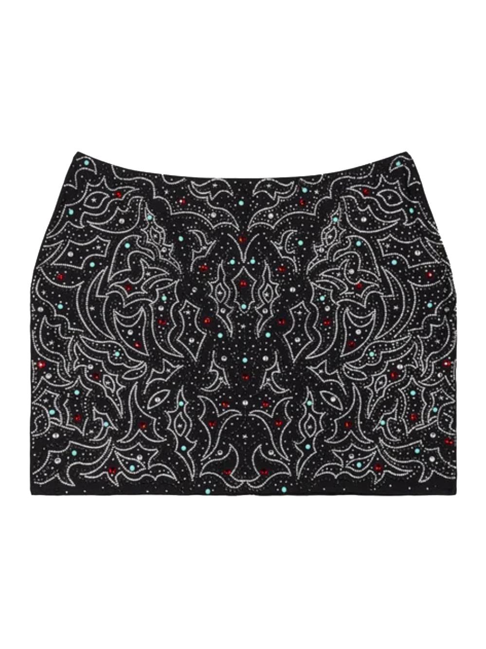 VENUJA Minigonna 54th nera con strass e borchie 