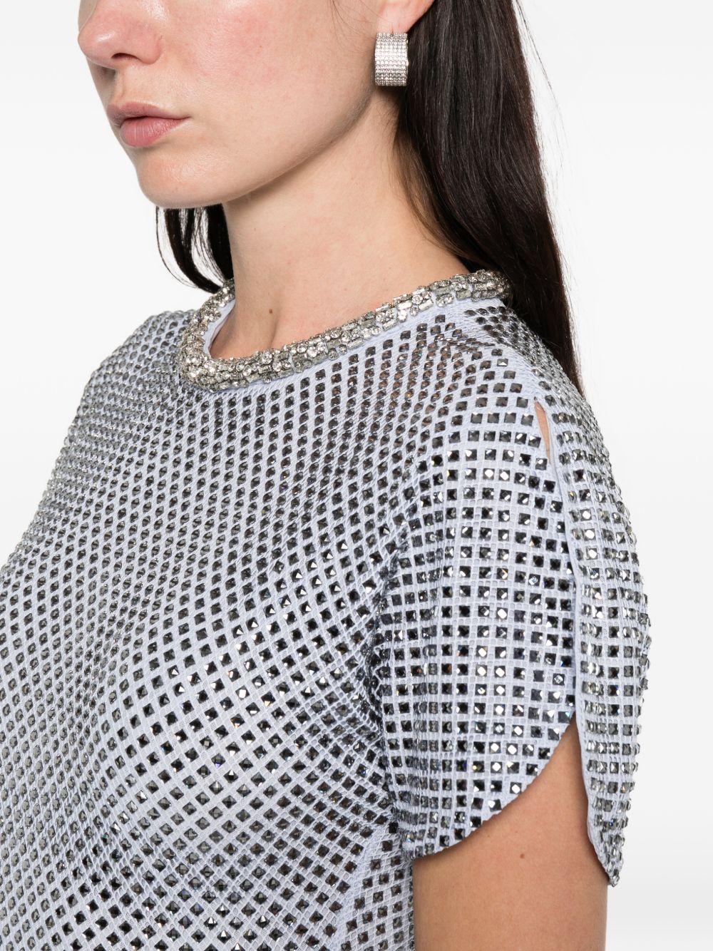 SELF PORTRAIT Abito midi blu con strass 