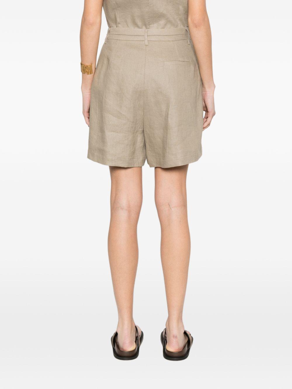 ELEH Shorts a pieghe in lino beige 
