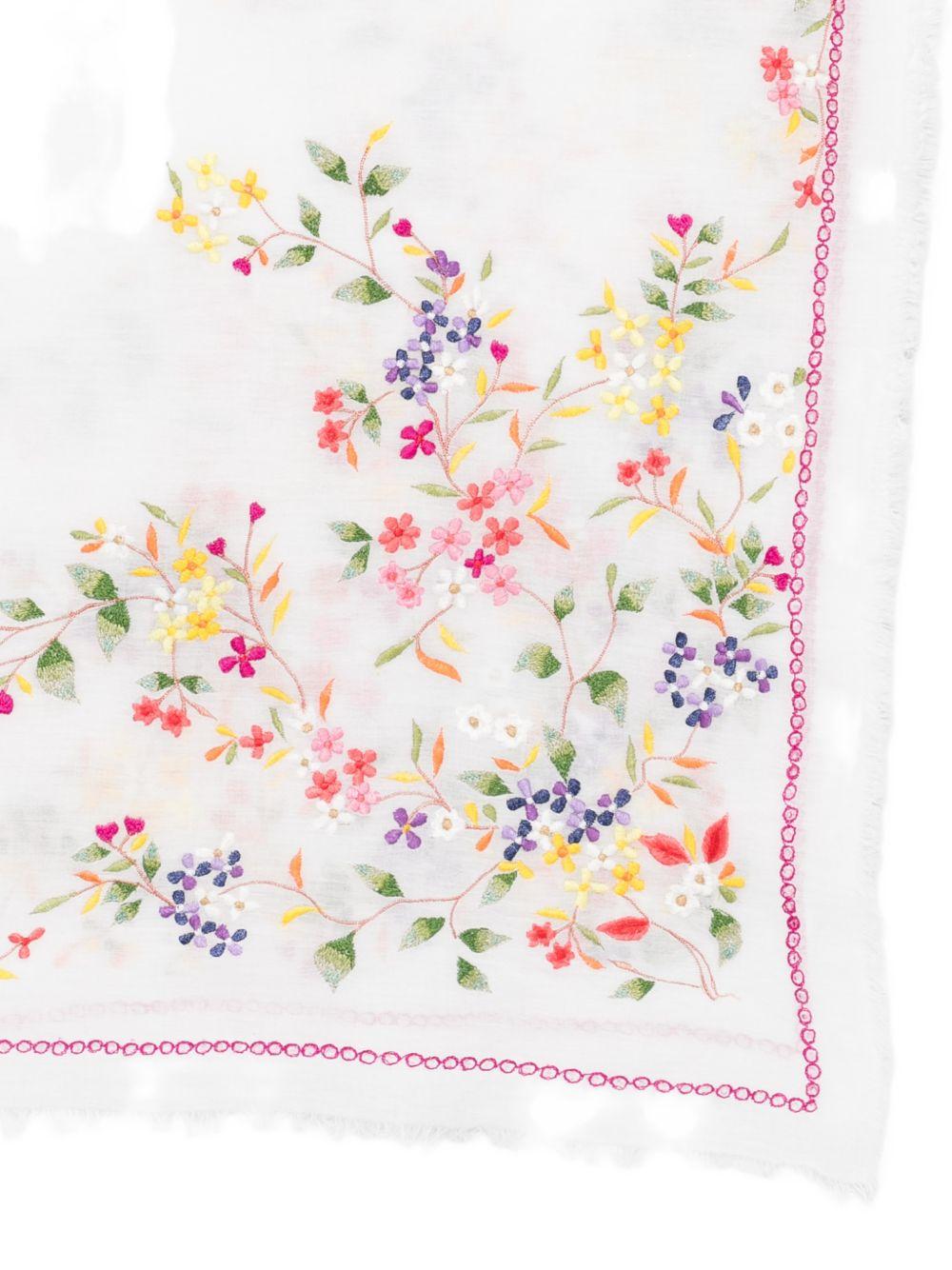 FALIERO SARTI Foulard bianco con ricami floreali 
