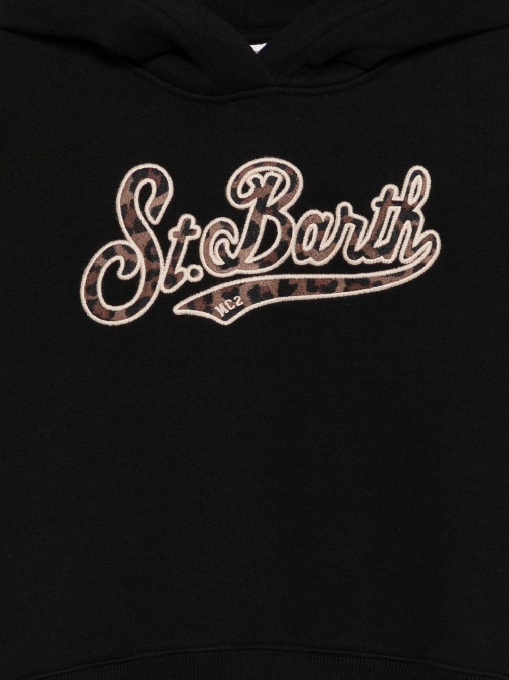MC2 SAINT BARTH Felpa nera con cappuccio e stampa 