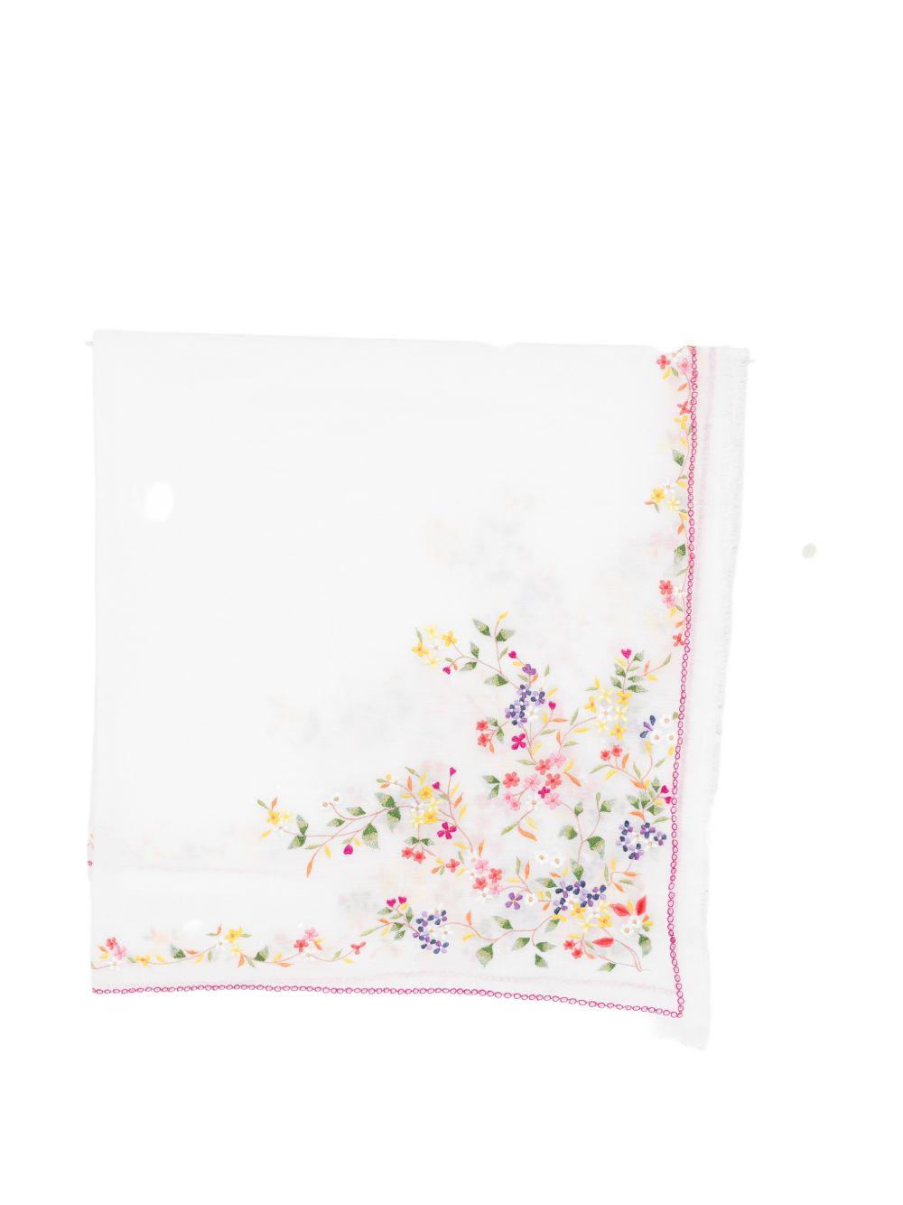 FALIERO SARTI Foulard bianco con ricami floreali 