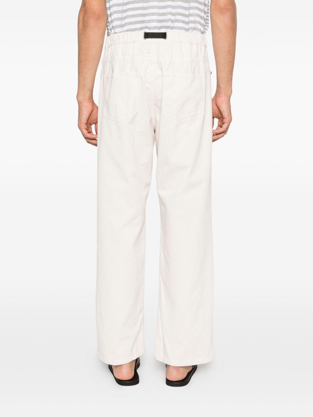 WHITE SAND Pantaloni in cotone bianco con cintura nera 