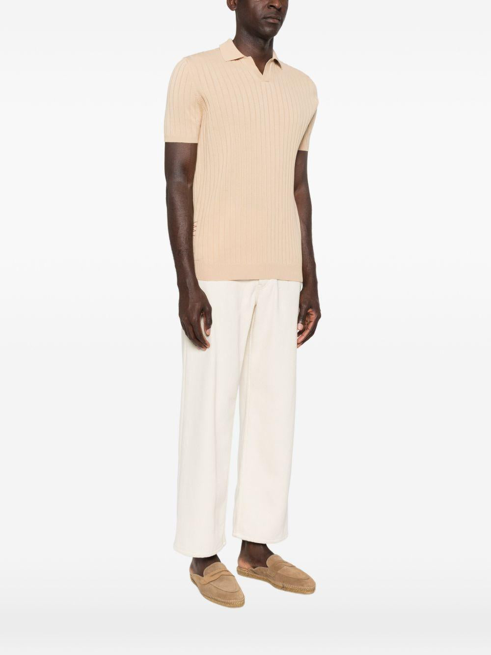 AMARANTO Polo beige a maniche corte 