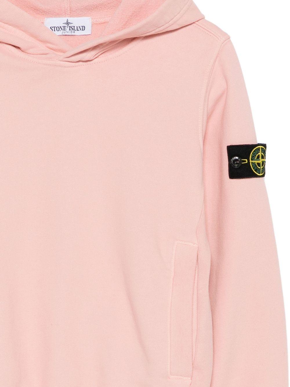 STONE ISLAND Felpa con cappuccio in cotone rosa 