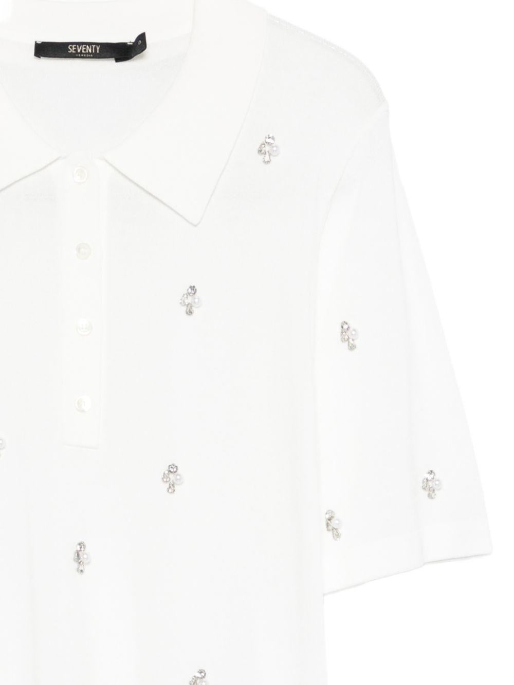 SEVENTY Polo bianca con strass 