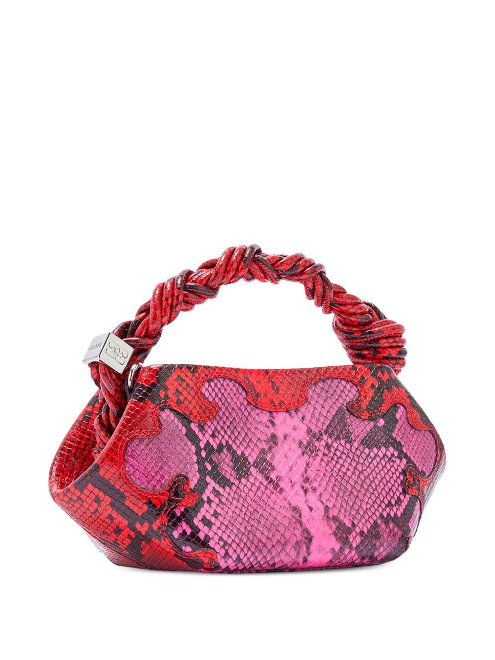 GANNI Borsa Bou Mini Snake rosa e rosso con tracolla 