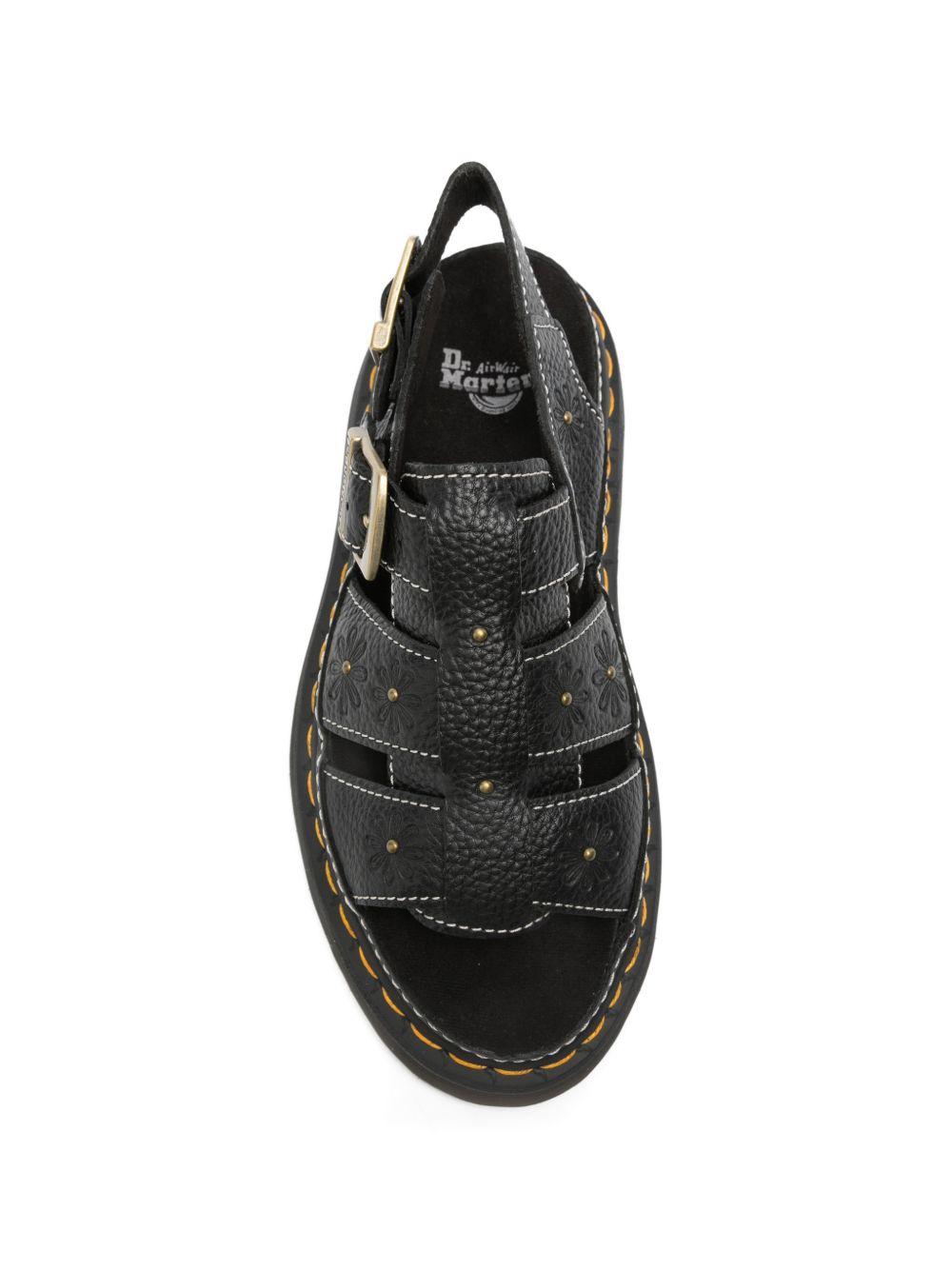 DR MARTENS Sandali bassi neri Wrenlie con fibbie 