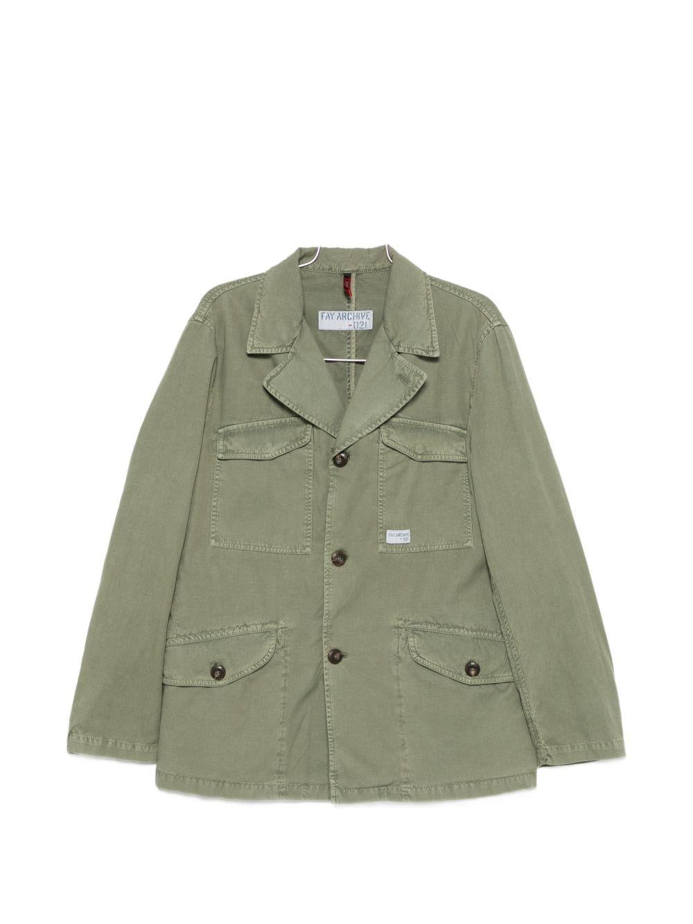 FAY Giacca verde con applicazione logo 