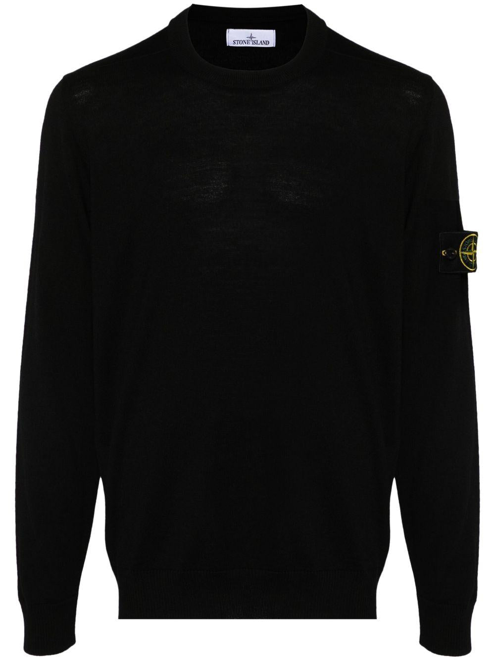 STONE ISLAND Maglione girocollo in lana nera 
