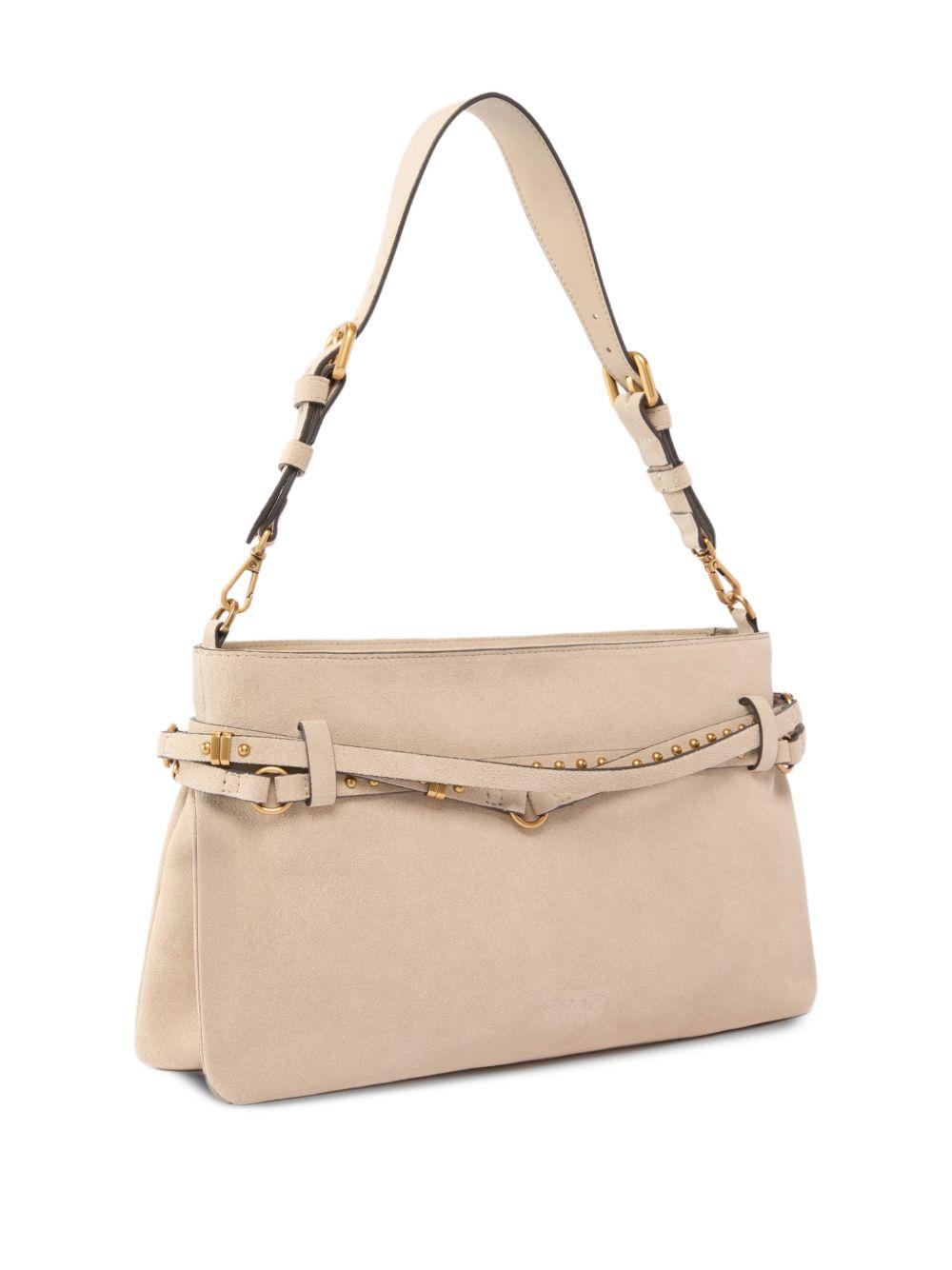PINKO Borsa Belt a spalla in pelle beige 