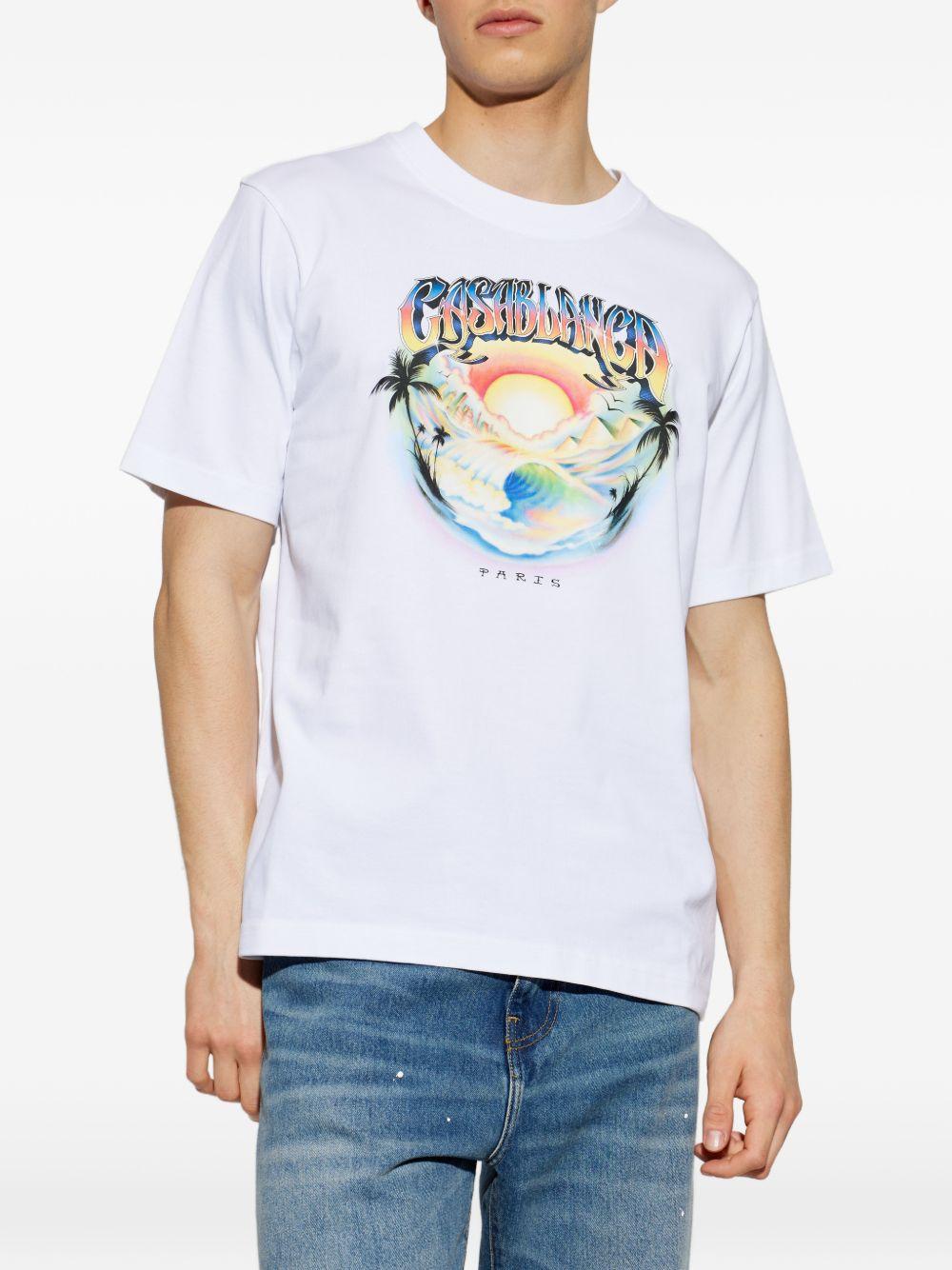CASABLANCA T-shirt Casa Airspray in cotone bianco con stampa grafica 