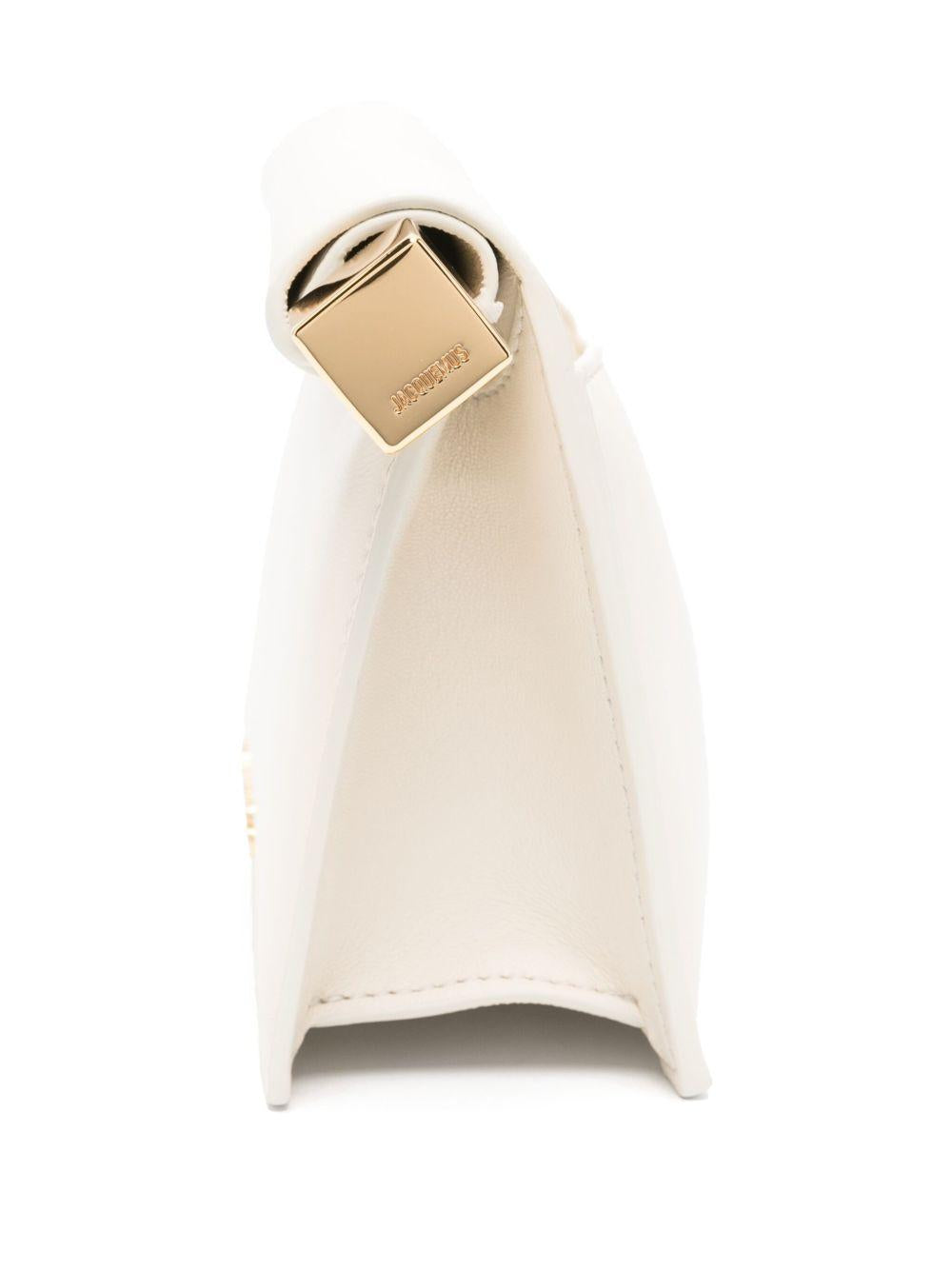 JACQUEMUS Pochette Ronde Carré beige in pelle 