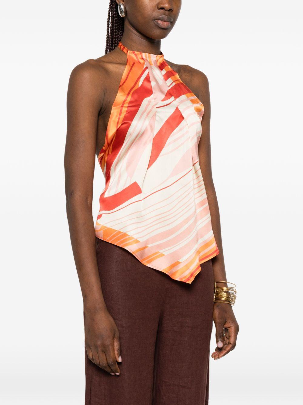 RAQUEL DINIZ Top effetto foulard di seta arancione 