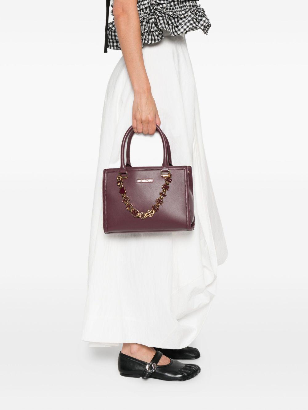 LOVE MOSCHINO Borsa a mano bordeaux con catena logo 