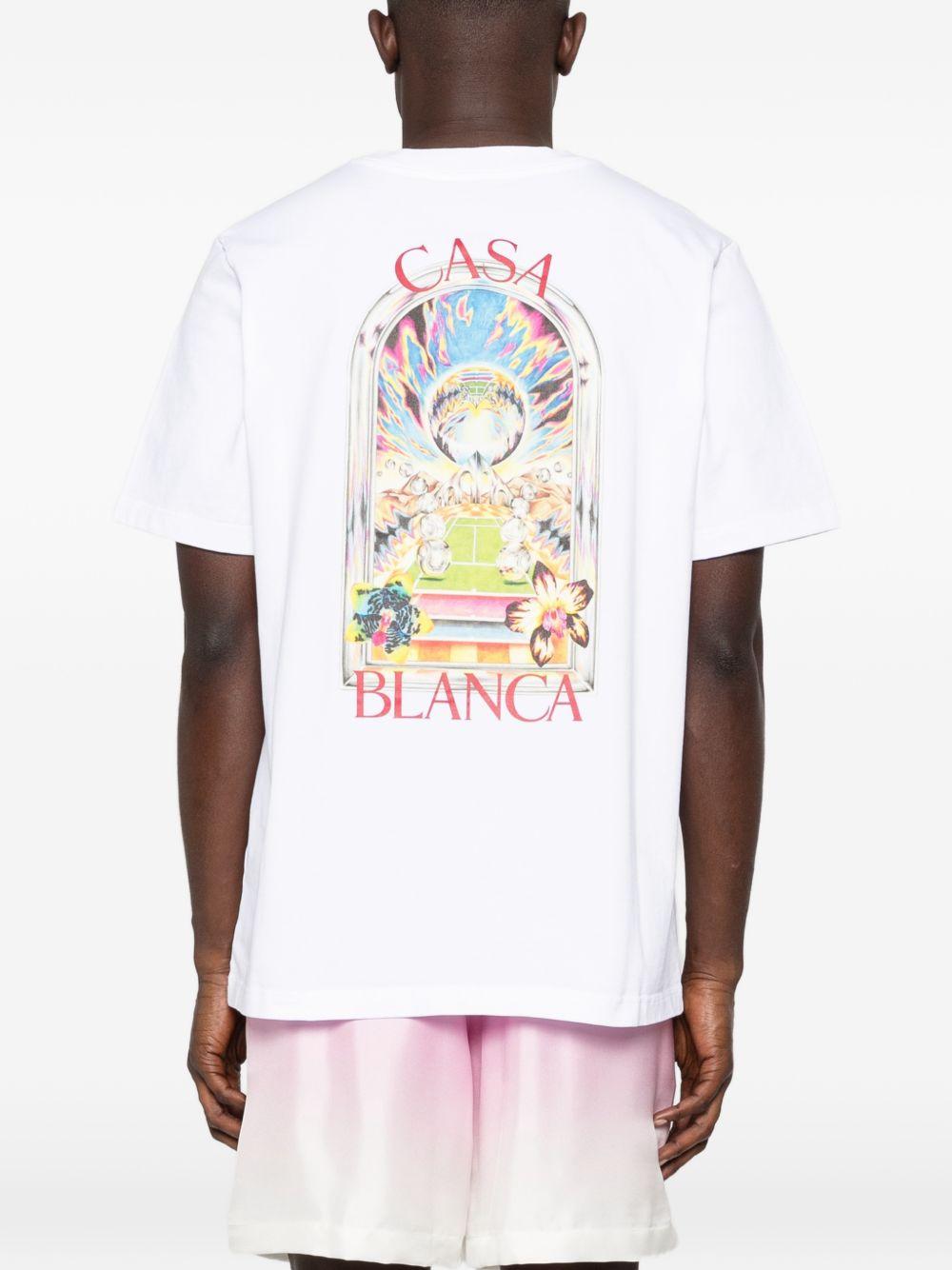 CASABLANCA T-shirt con logo stampato in cotone bianco 