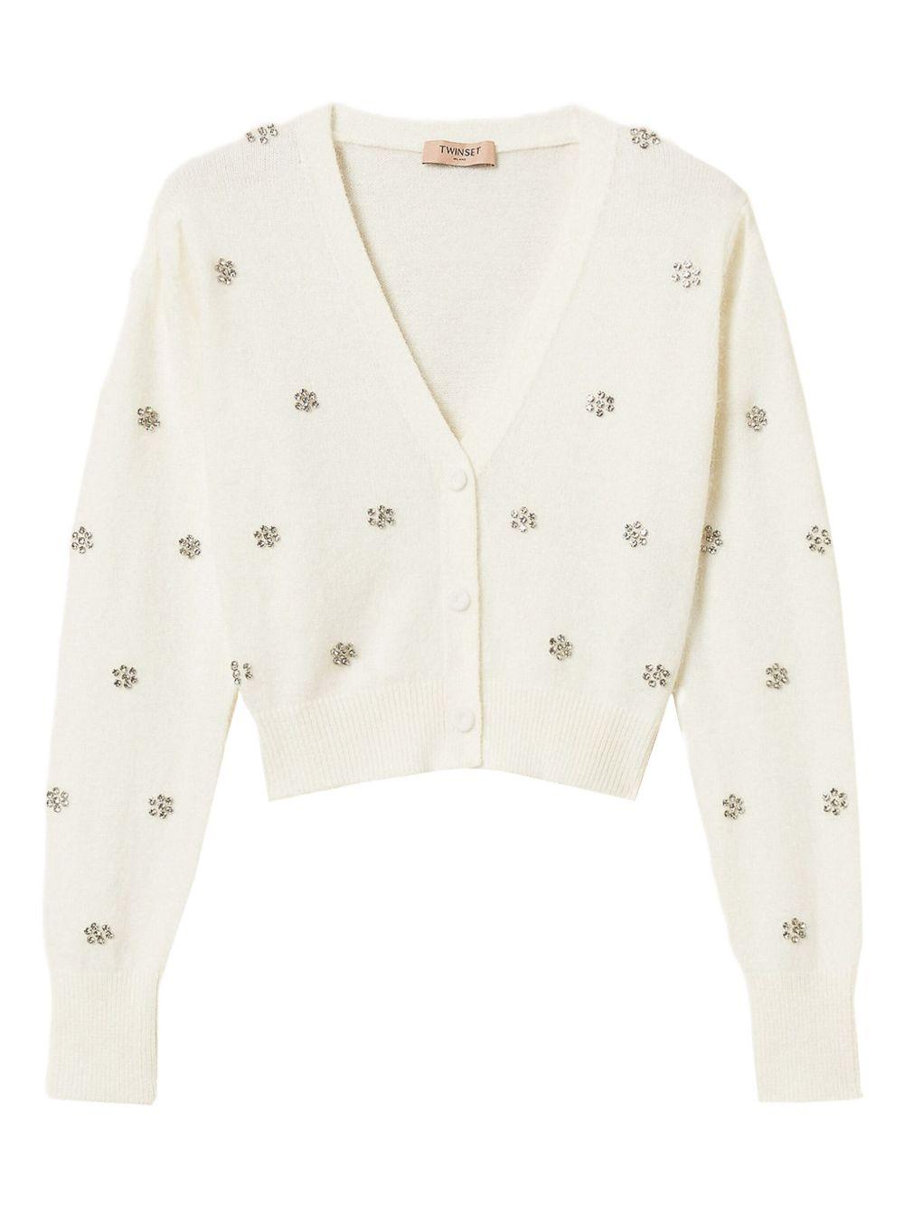TWINSET Cardigan con bottoni e decorazioni in strass 