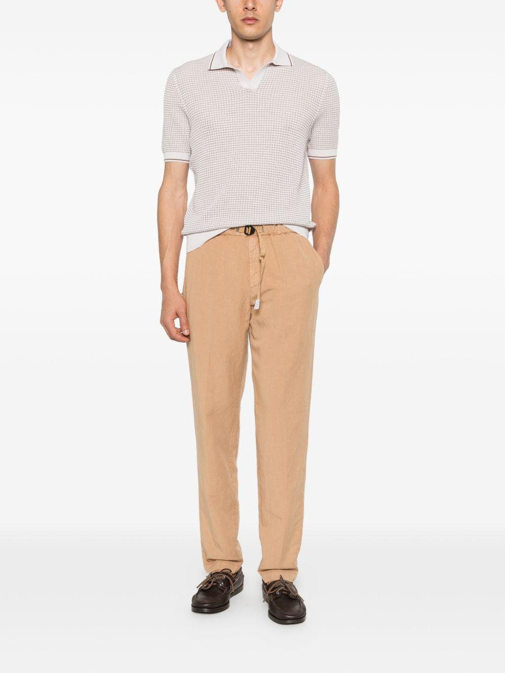 WHITE SAND Pantaloni in misto lino beige con cintura 