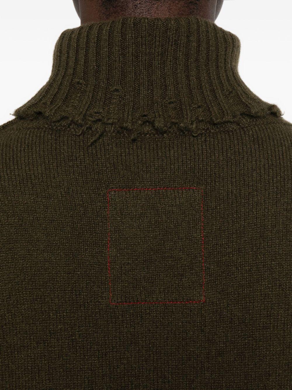 UMA WANG Maglione a collo alto in cashmere verde militare 