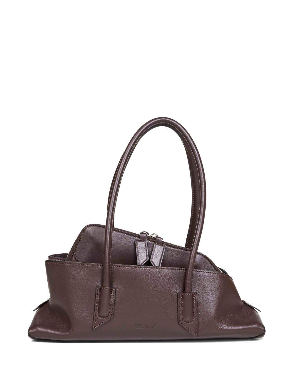 THE ATTICO Borsa a spalla media 'La Passeggiata' in pelle marrone 