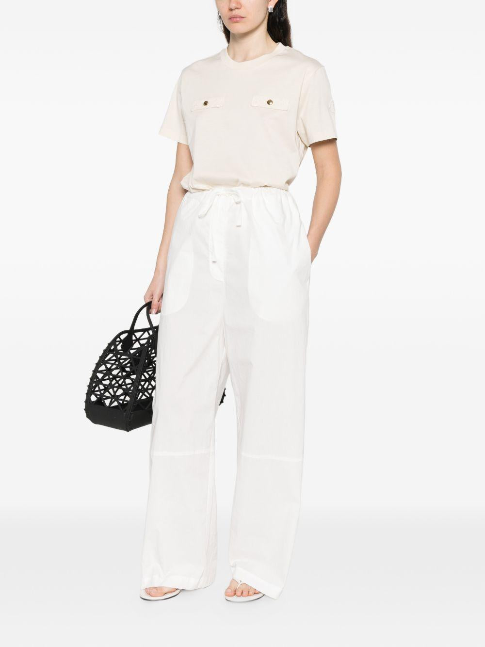 MONCLER T-shirt beige a maniche corte 