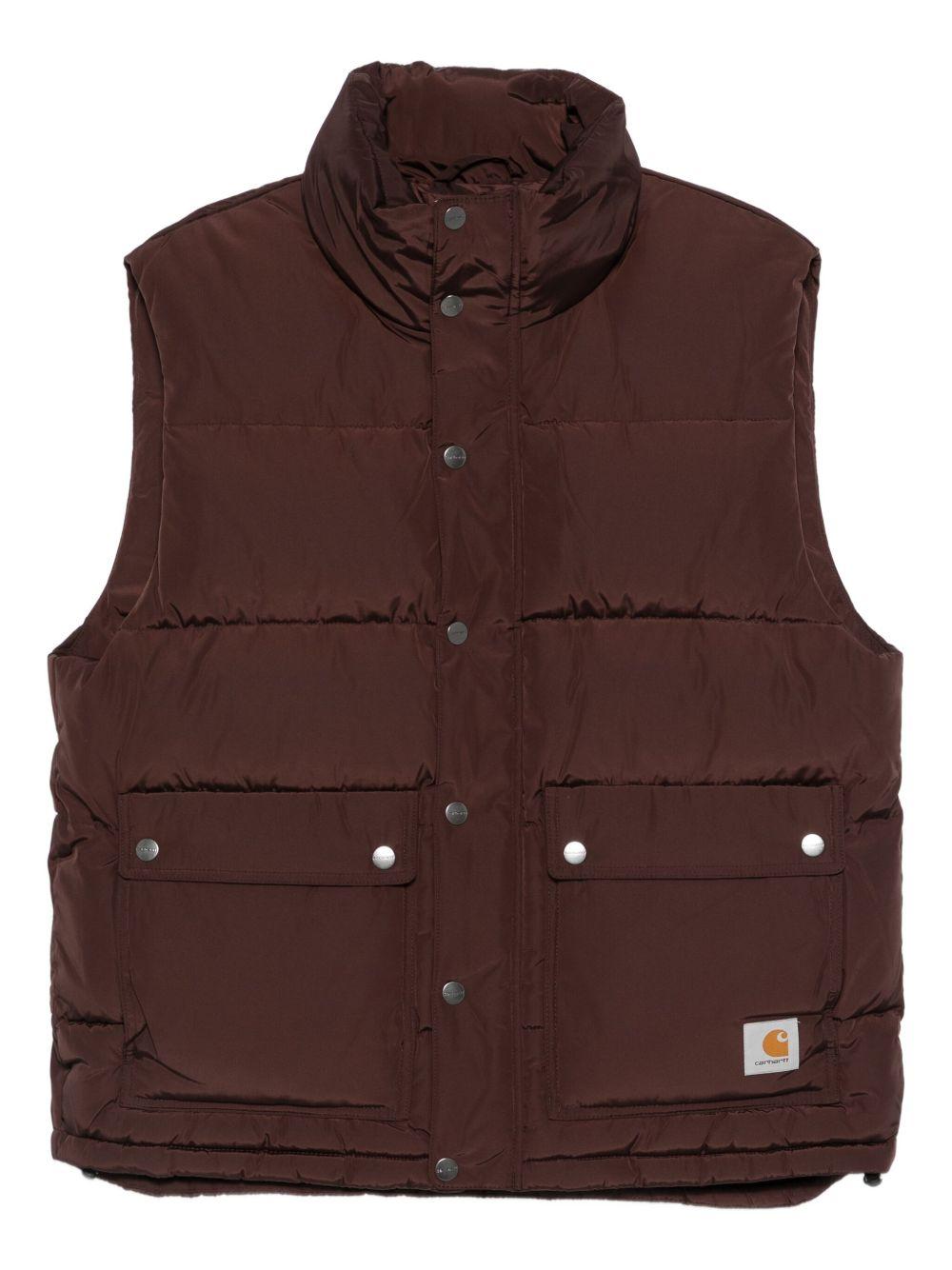 CARHARTT WIP Gilet imbottito marrone con tasche 