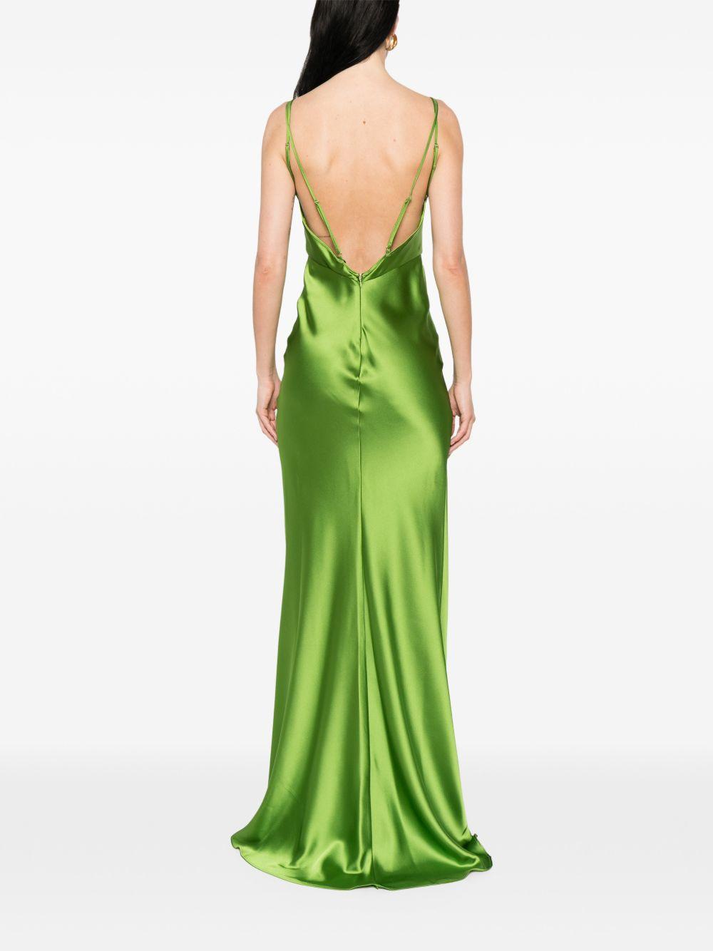 ELISABETTA FRANCHI Abito lungo verde satinato 