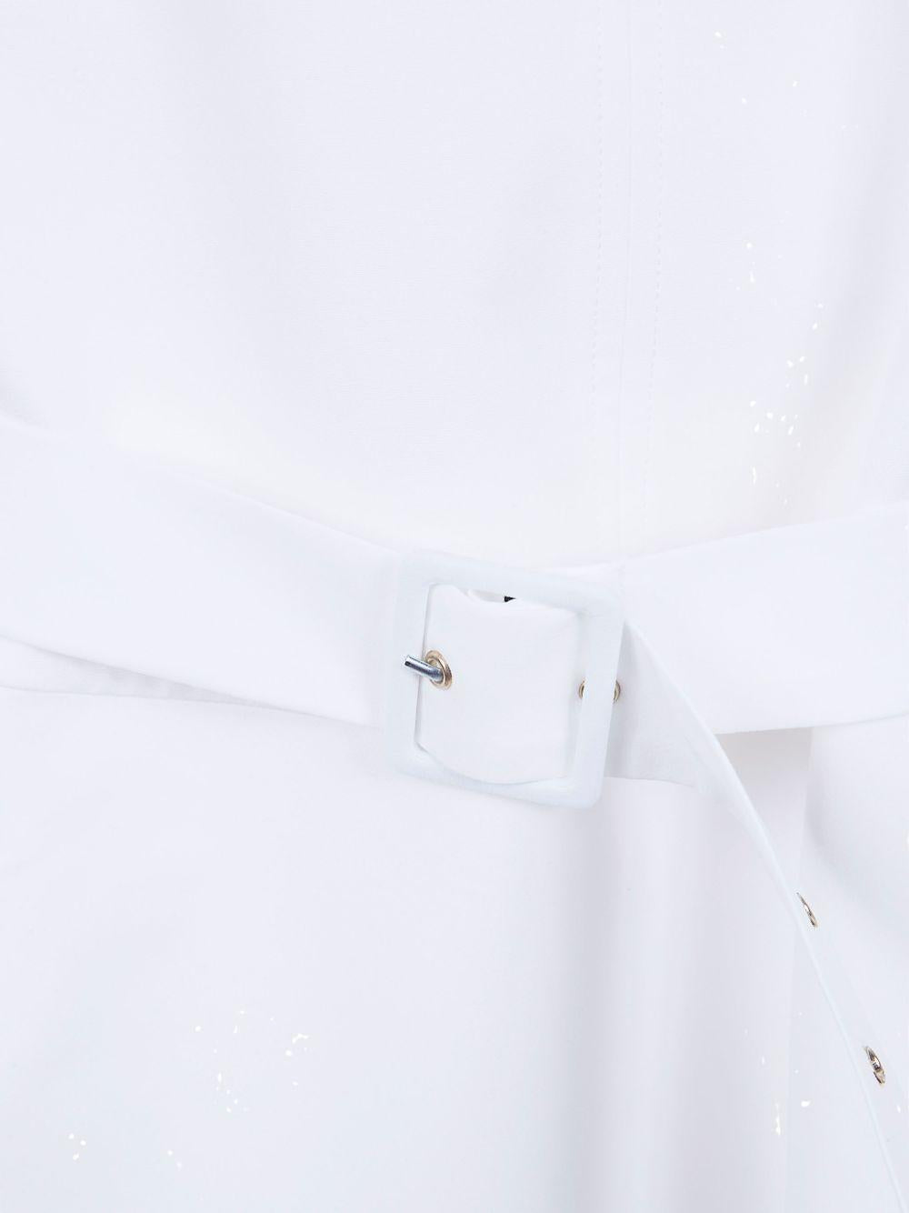 SEMICOUTURE Abito corto bianco in cotone elasticizzato con cintura in vita 