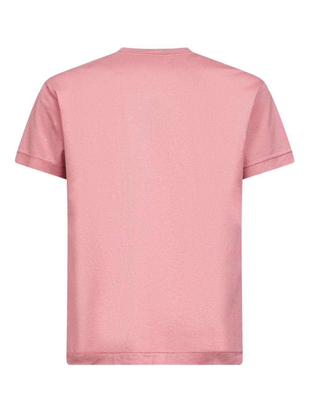 STONE ISLAND T-shirt in cotone rosa con logo 