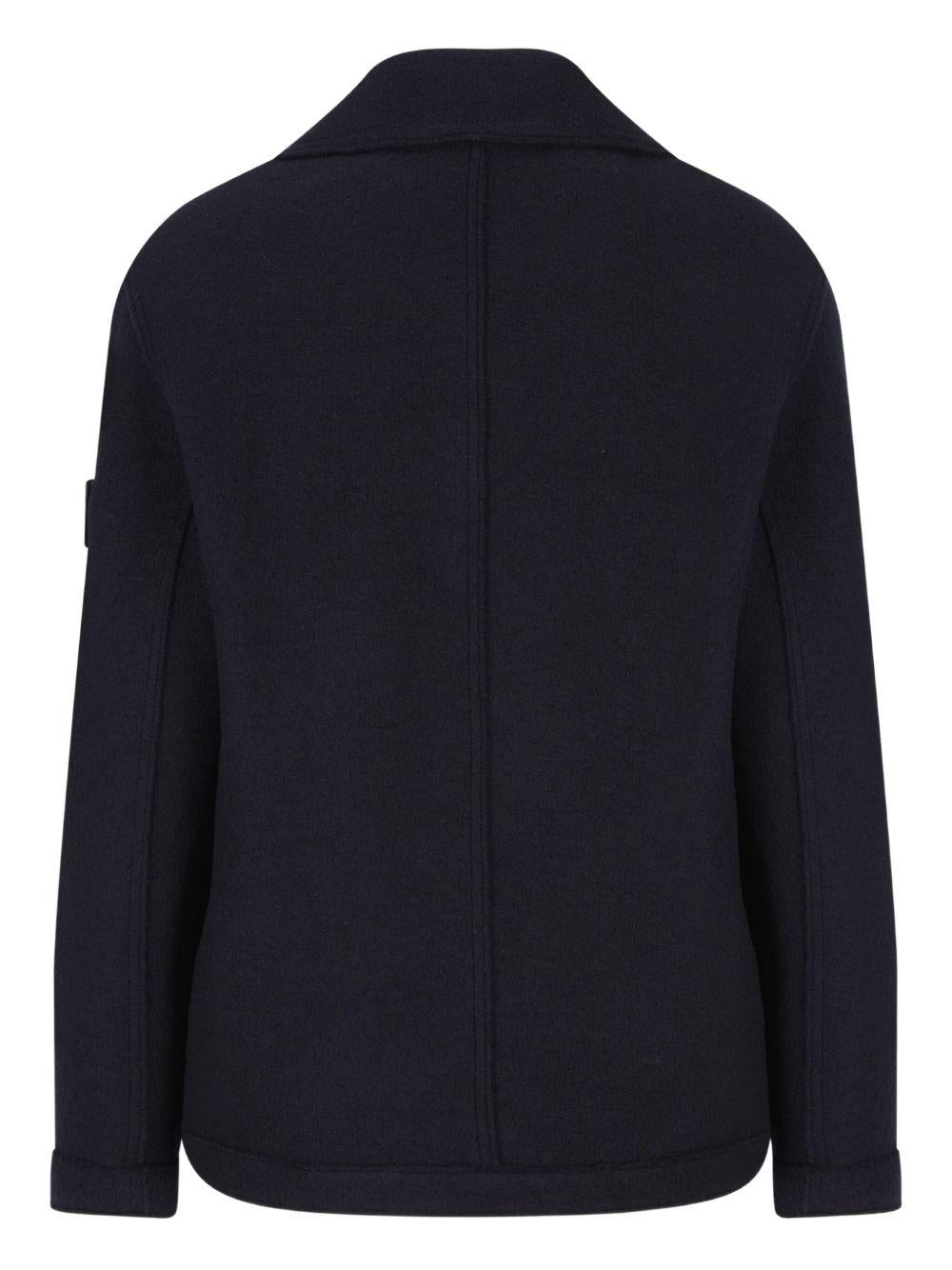 STONE ISLAND Cappotto corto doppiopetto blu navy 