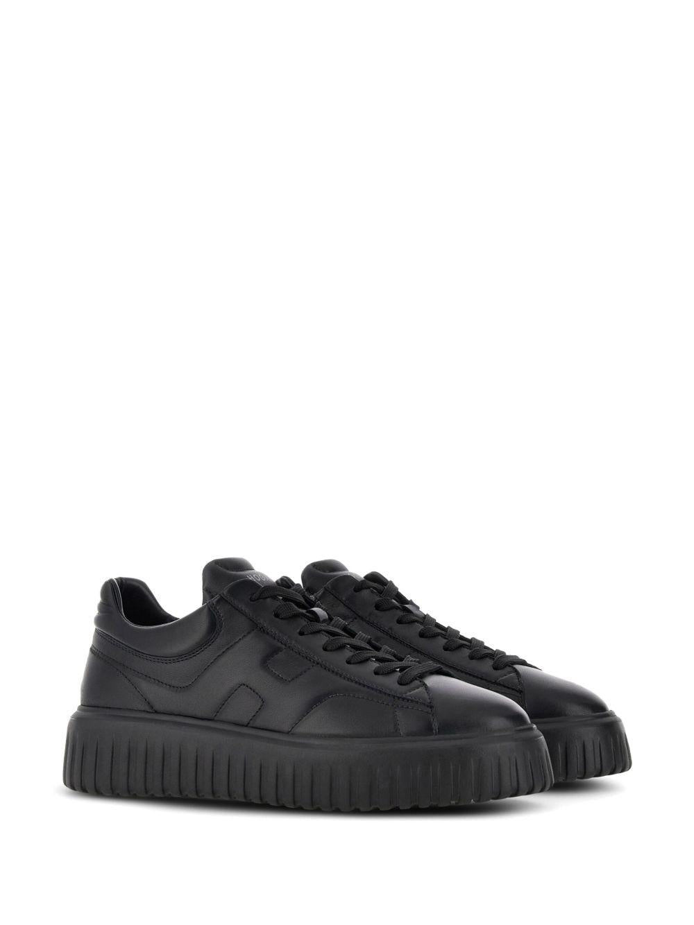 HOGAN Sneakers H-Stripes in pelle di montone nera 