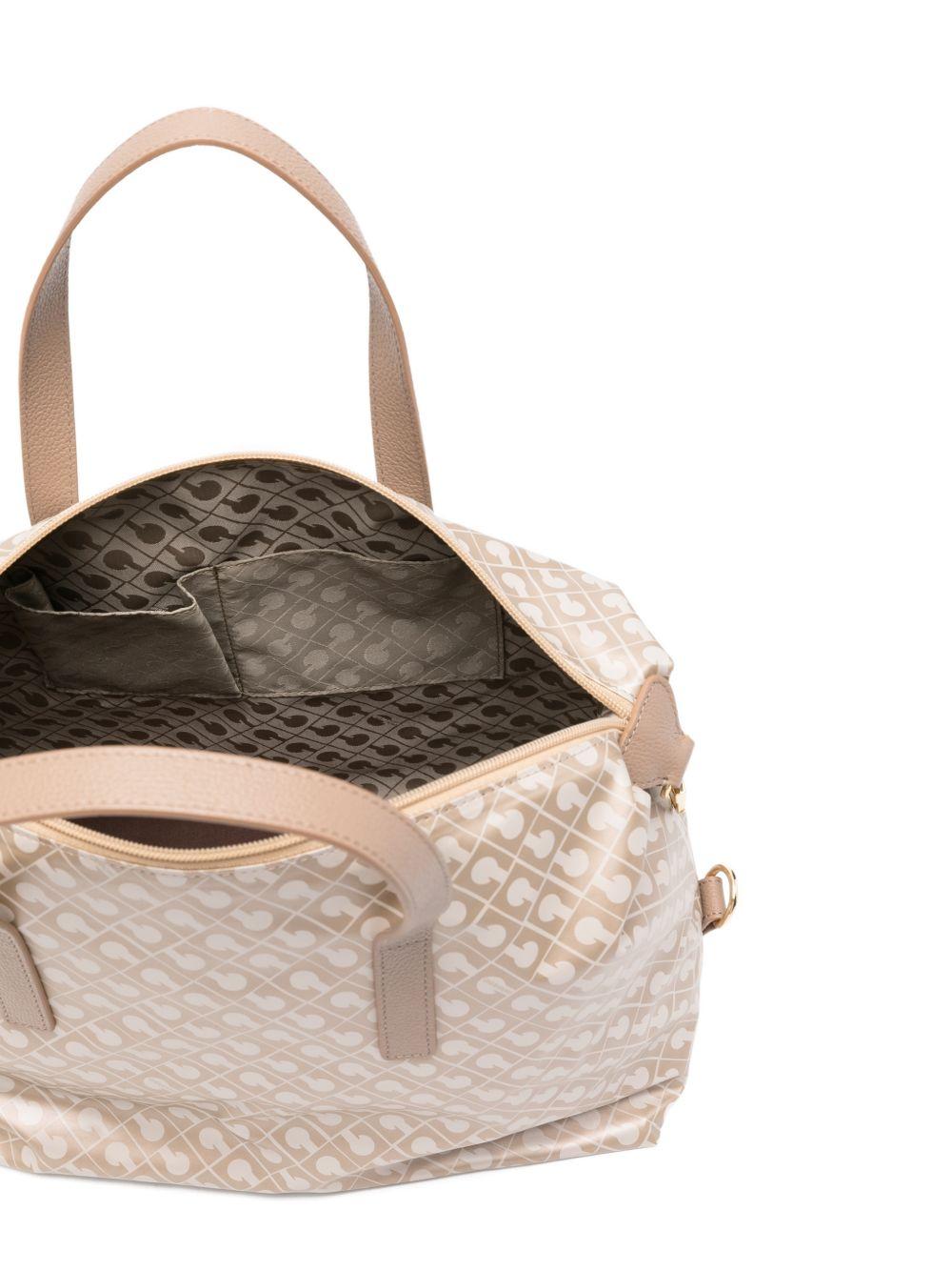 GHERARDINI Borsa Softy Creta con logo all-over avorio 