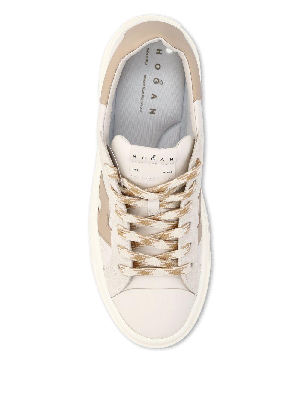 HOGAN Sneakers Crosswind in pelle beige e marrone 