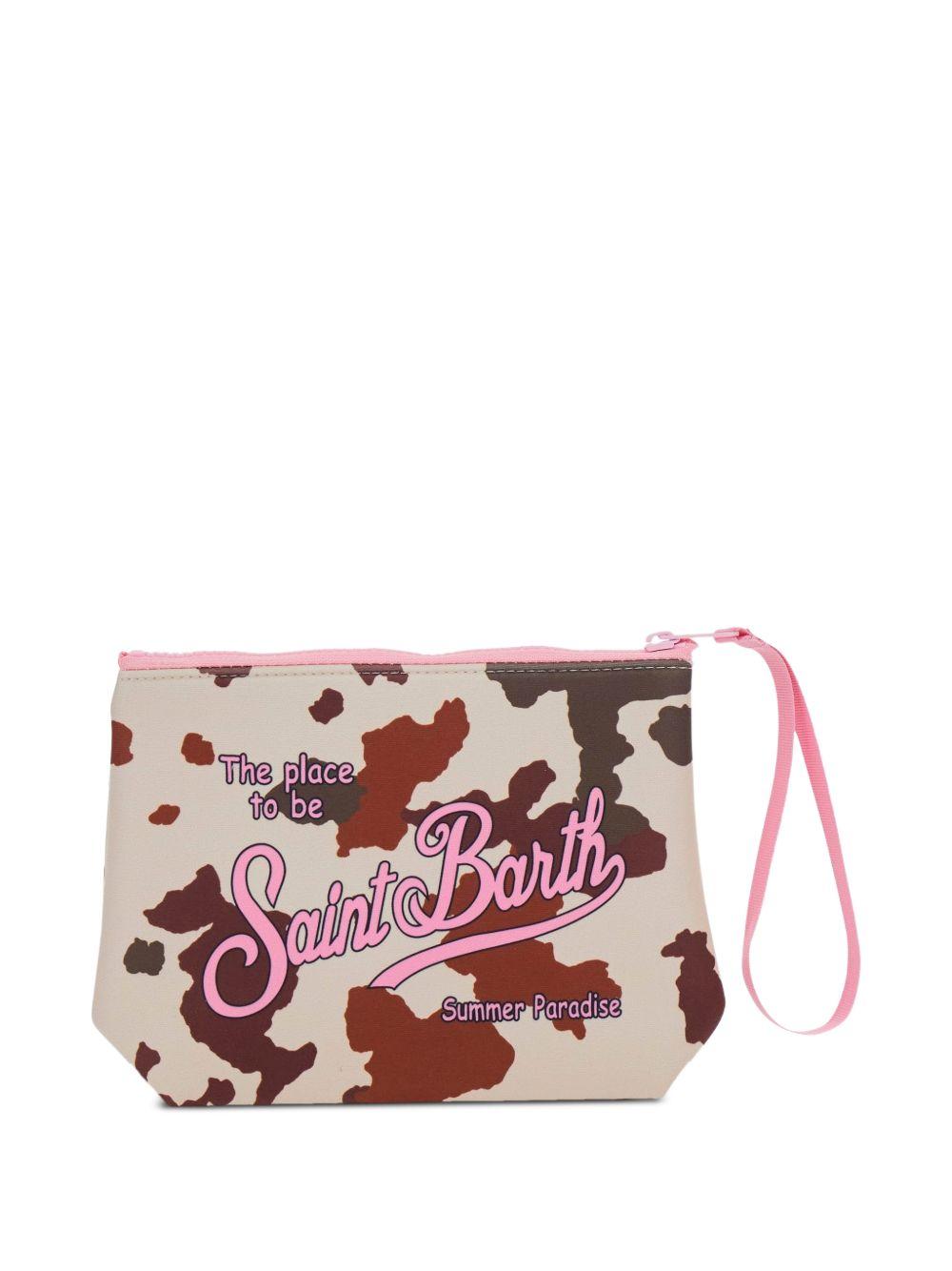 MC2 SAINT BARTH Pochette Aline in cow-print con dettagli rosa 