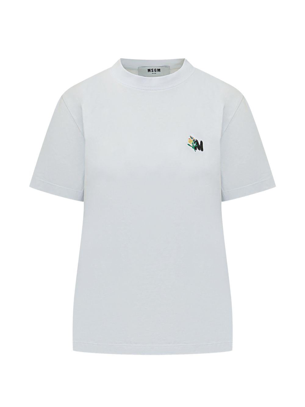 MSGM T-shirt in cotone bianco con stampa logo 