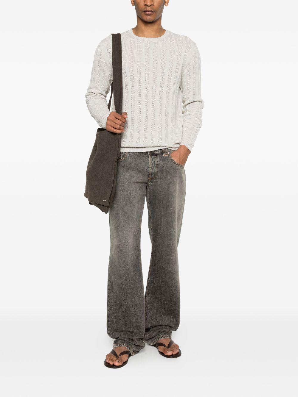 SCAGLIONE Maglia in lino e cotone bianco a righe 