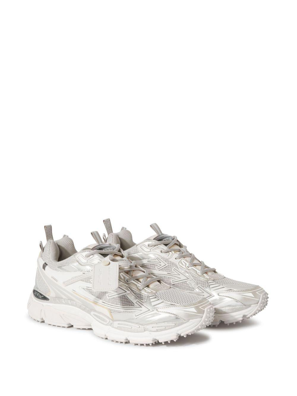 OFF WHITE Sneakers bianche e argentate con logo 