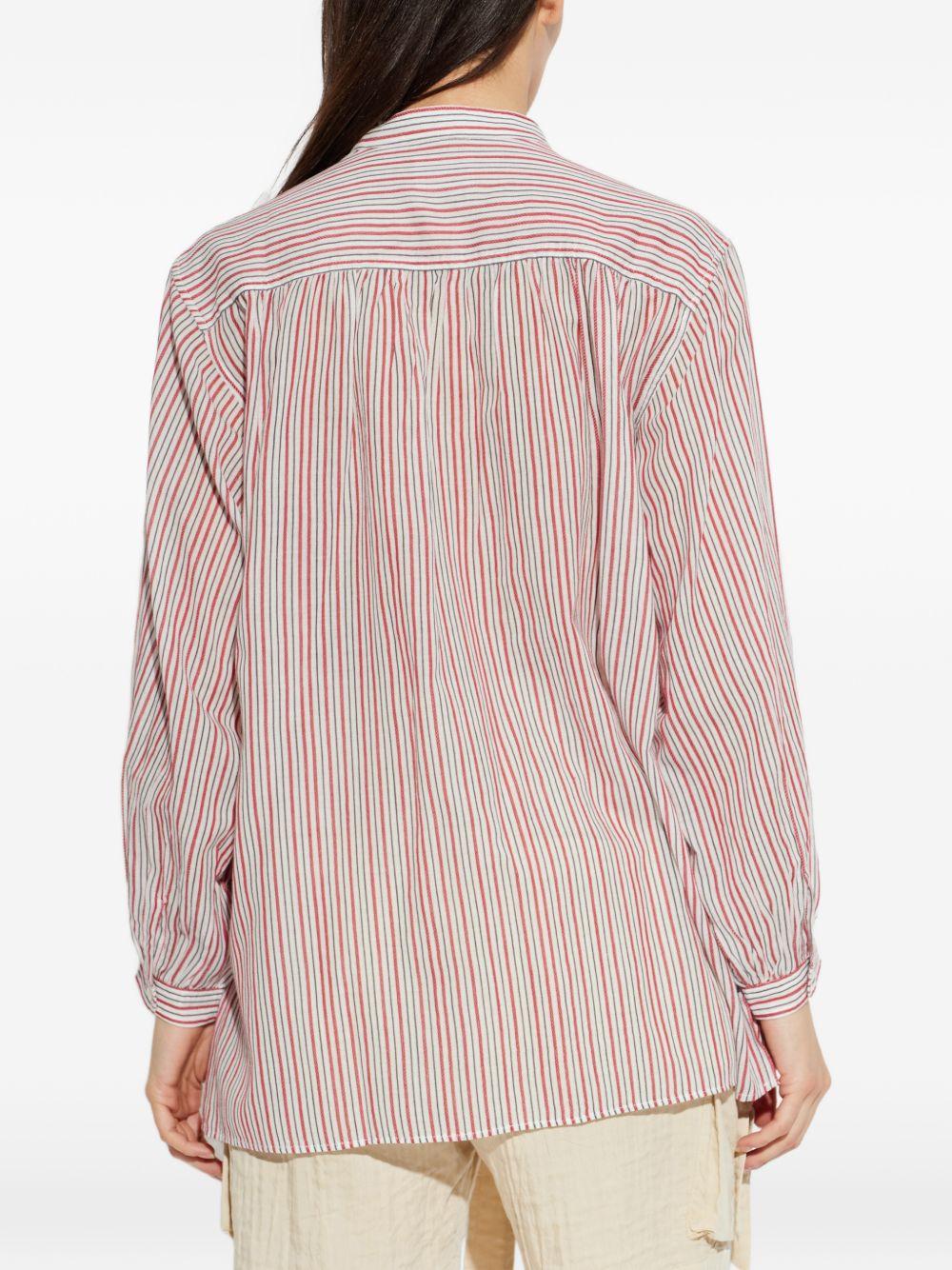 MARANT ETOILE Blusa Sapha a righe con bottoncini e collo alla coreana 
