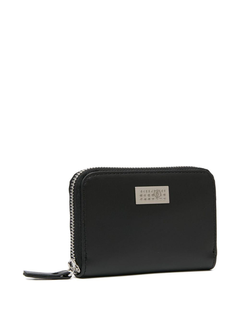 MM6 MAISON MARGIELA Portafoglio in pelle nera con logo e zip 