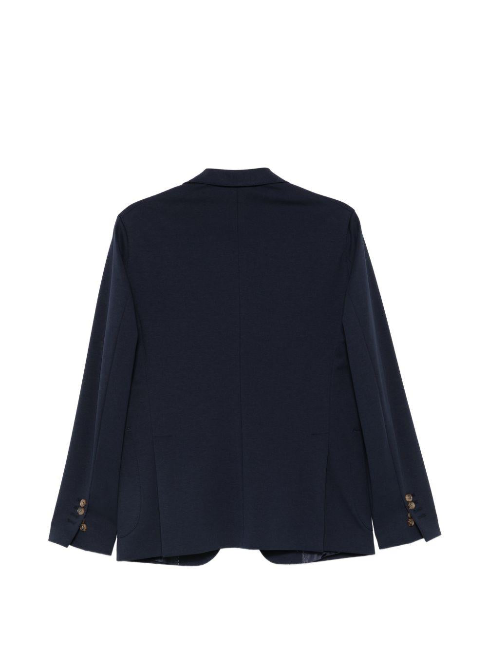 DANIELE ALESSANDRINI Giacca in cotone blu con rever a lancia 