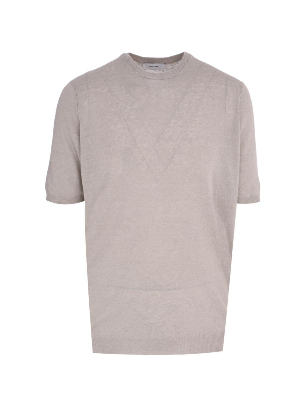 LARDINI T-shirt girocollo in cotone beige 