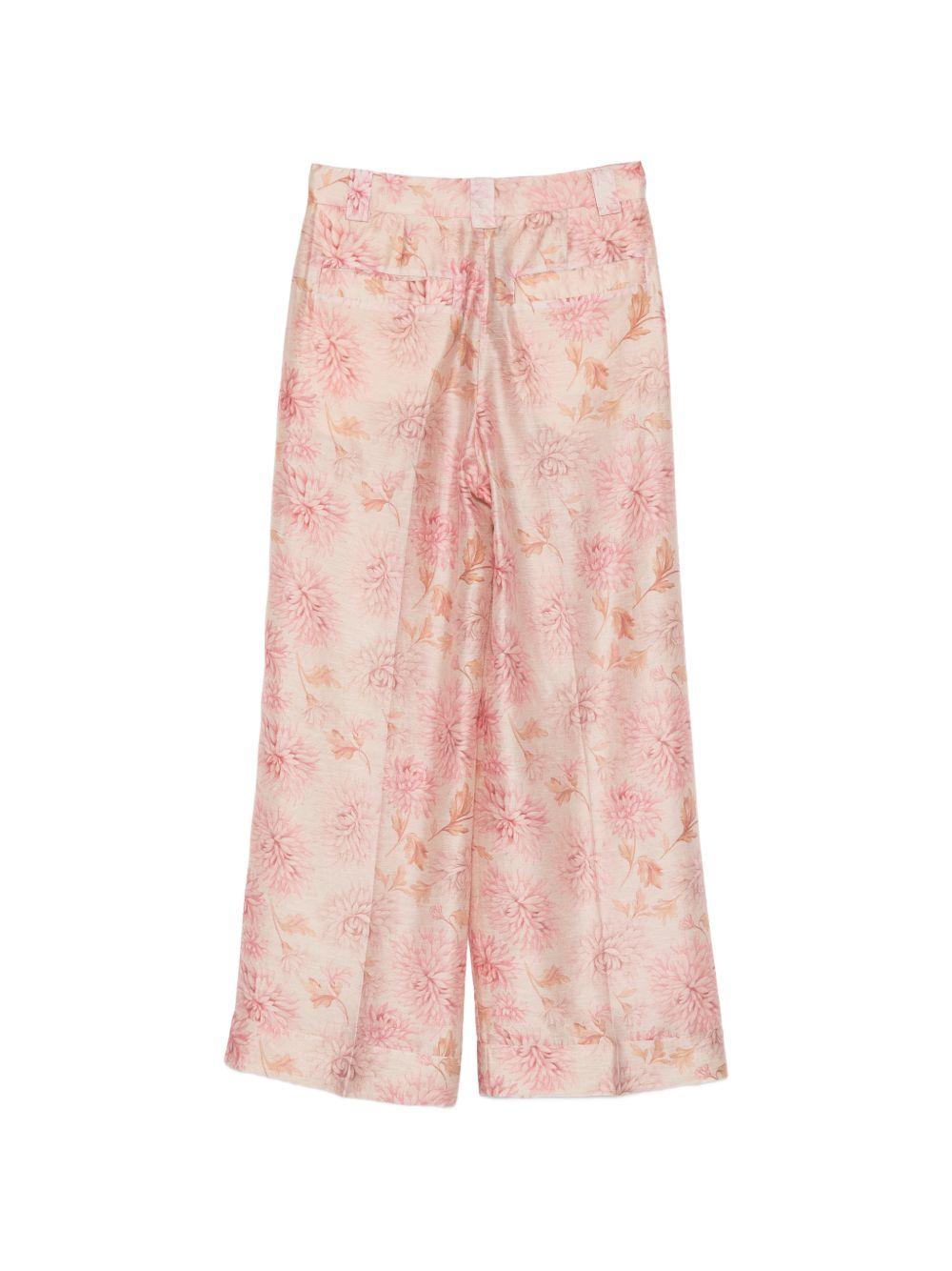 SEVENTY Pantaloni morbidi rosa con stampa floreale 