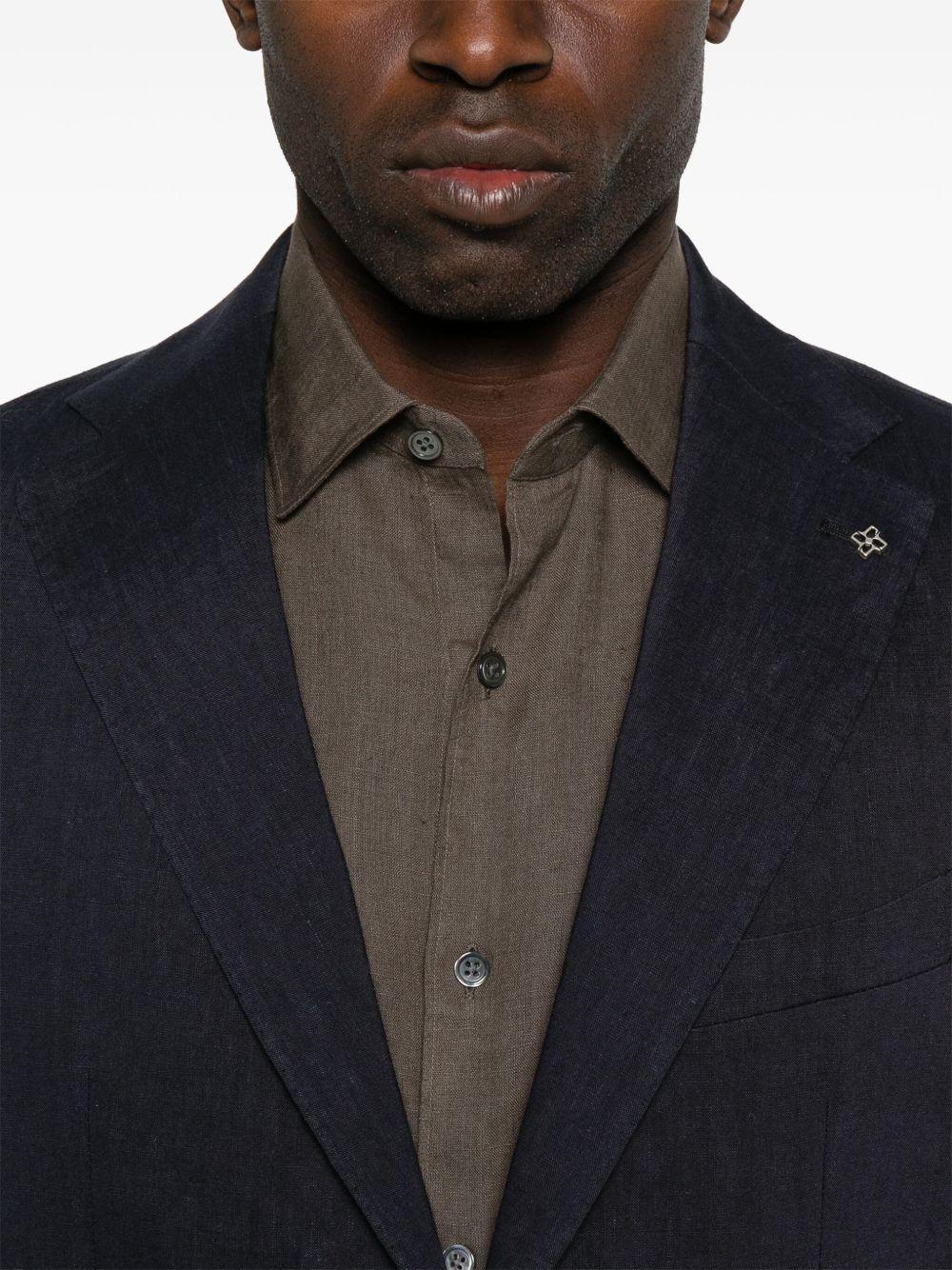 TAGLIATORE Completo blu in lino e lana con giacca monopetto e pantalone 