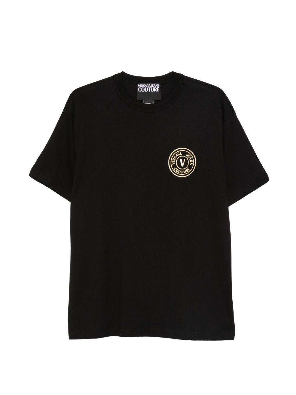 VERSACE JEANS COUTURE T-shirt in cotone nero con logo 