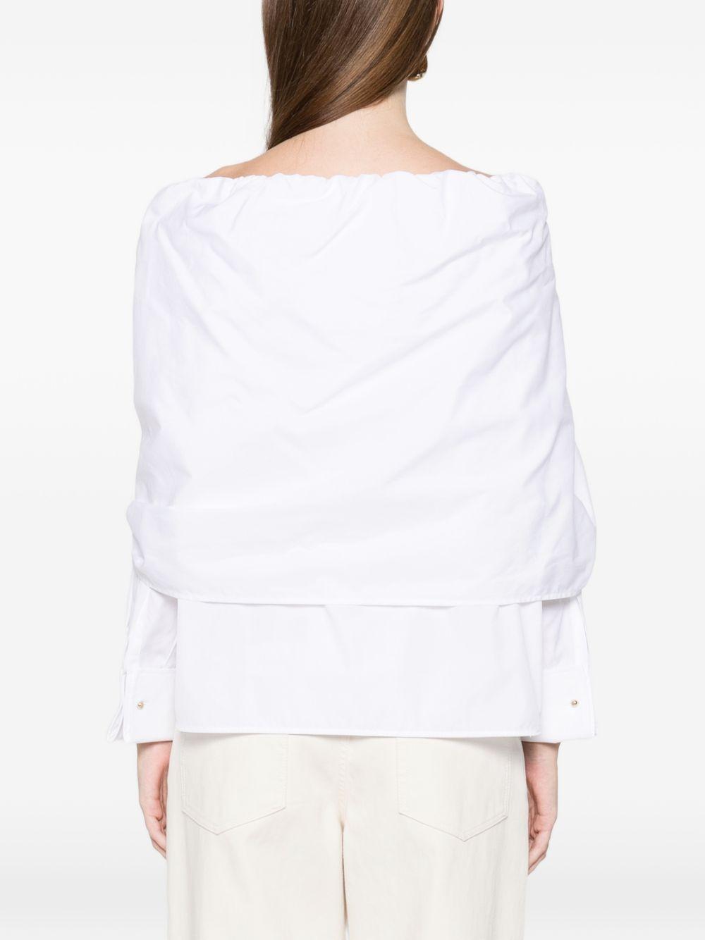 MAX MARA Camicia Curvone in cotone bianco con fiocco 