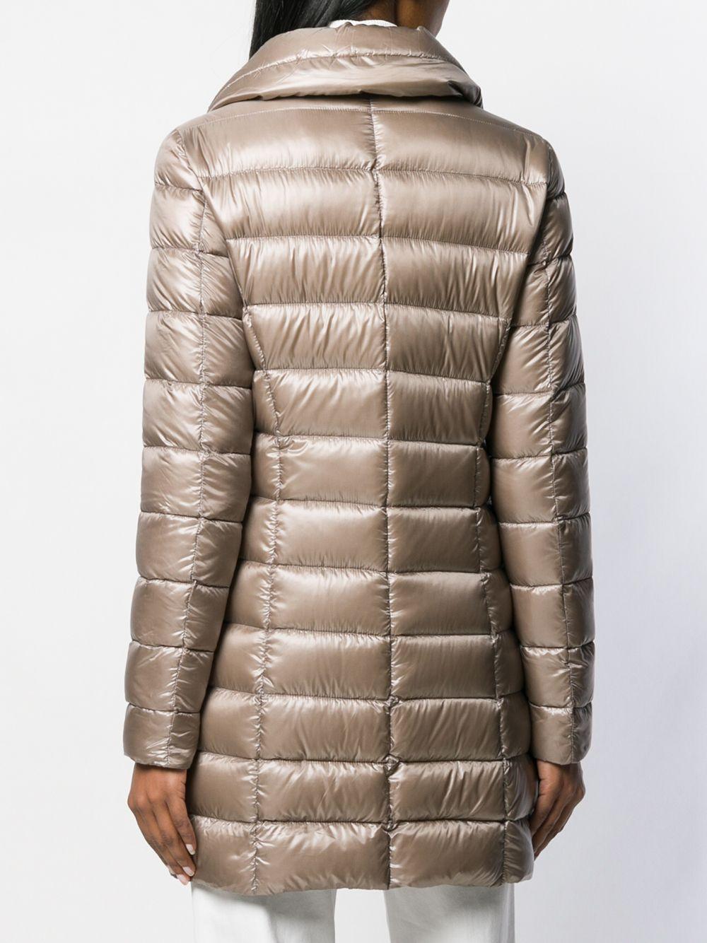 HERNO Piumino color champagne con zip e tasche 