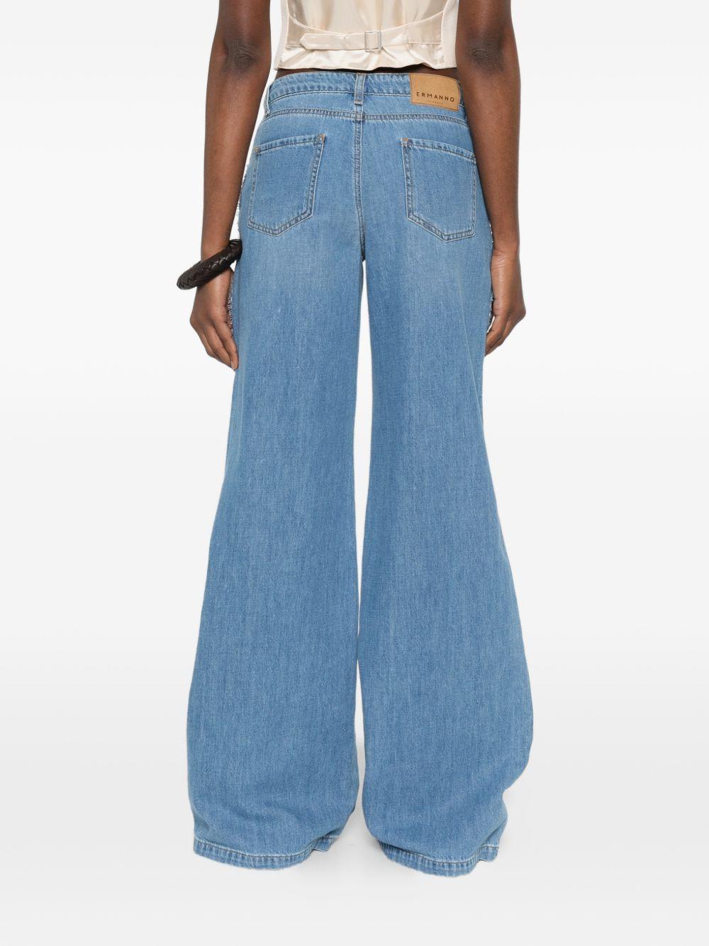 ERMANNO FIRENZE Pantaloni blu jeans con dettagli in crochet 