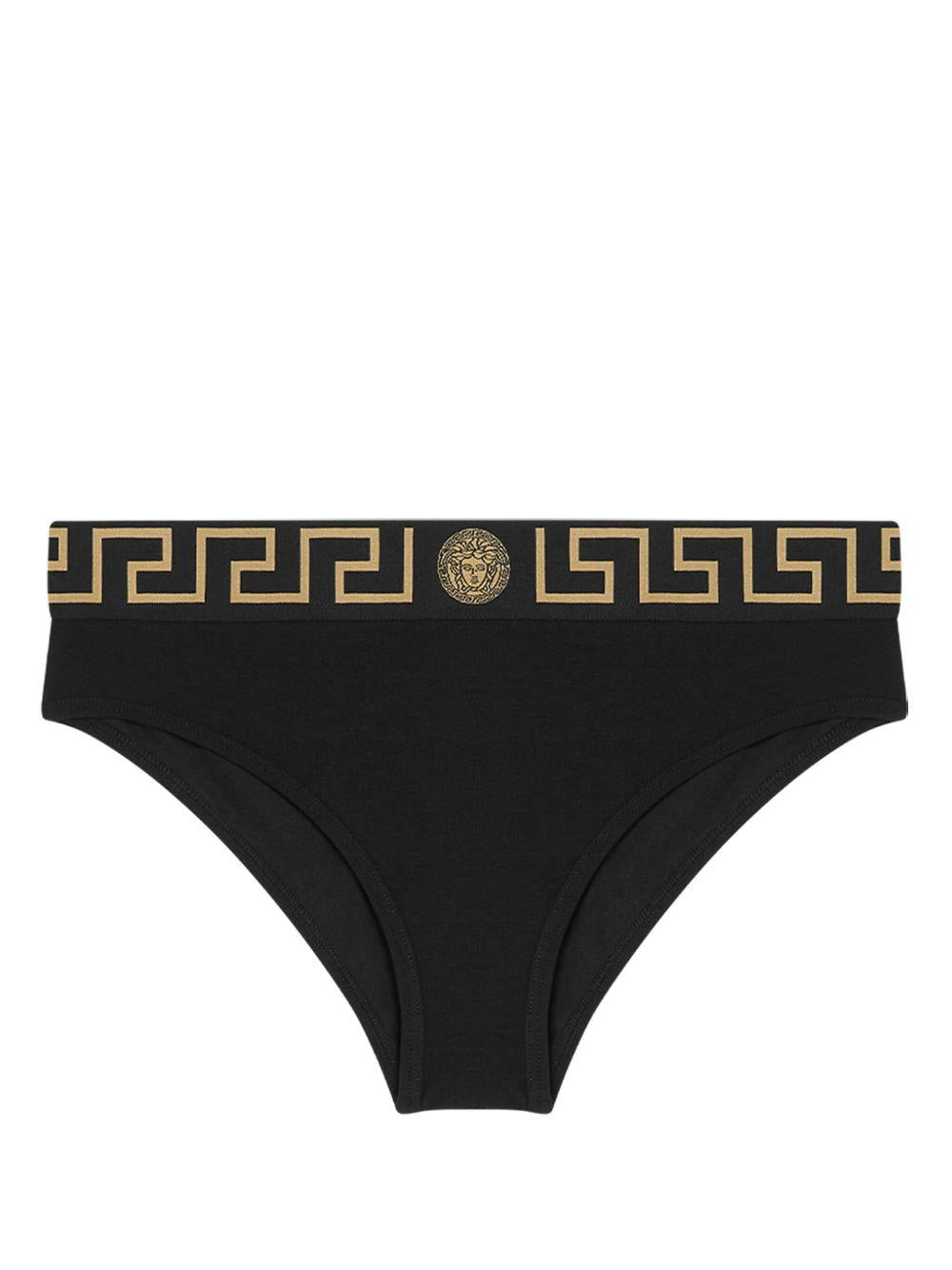 VERSACE Slip in morbido jersey di cotone nero 