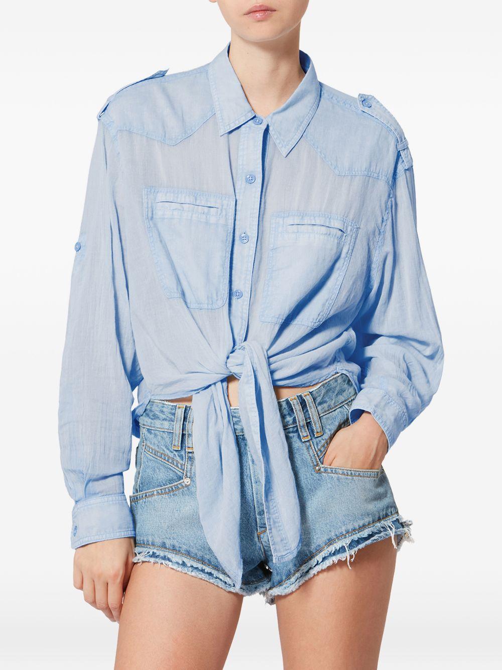 MARANT ETOILE Camicia in cotone celeste con nodo 